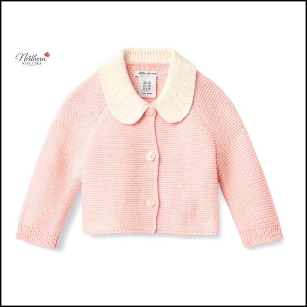 Unisex Baby Peter Pan Collar Sweater Jacket, Cotton Knit, Button Closure